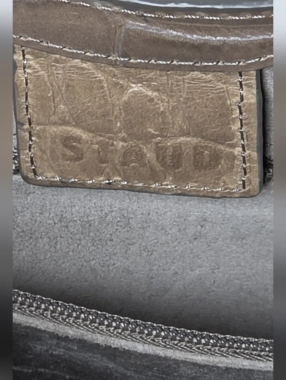 the STAUD Moon Bag, Beige Totem Style.
